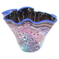 Free Organic Form Signed Blown Art Glass Vase by Bill Kasper