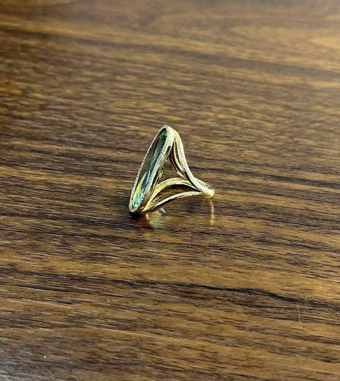Free Shape Faceted Green Amethyst Prasiolite Diamonds Halo Gold Statement Ring For Sale 5