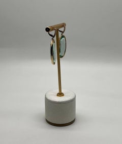 Free Shape Green Amethyst Prasiolite Diamonds Halo Gold Statement Drop Earrings