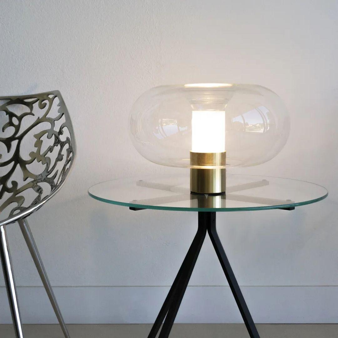 Italian Free Ship Fontanella Medium Table Lamp Brass Galvanized Metal Base Fontana Arte For Sale