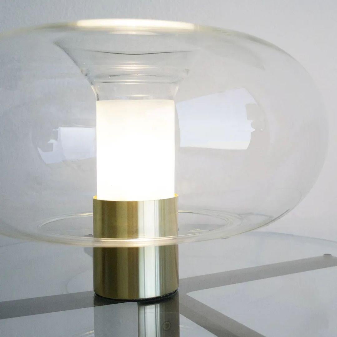Free Ship Fontanella Medium Table Lamp Brass Galvanized Metal Base Fontana Arte In New Condition For Sale In Beverly Hills, CA