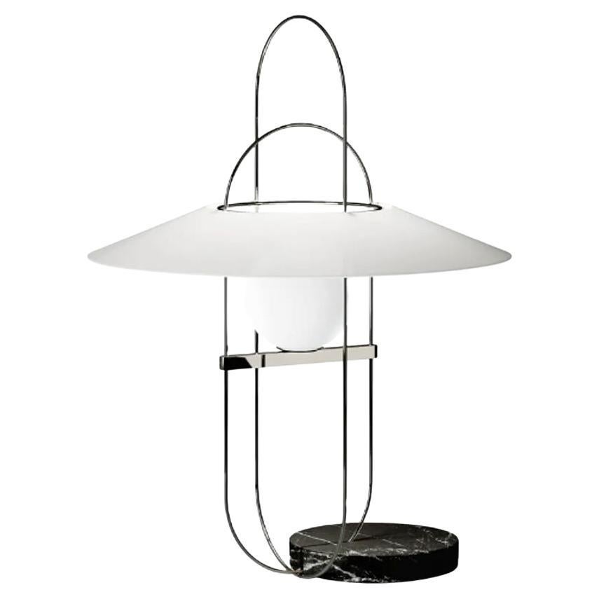 Free Ship Setareh Medium Table Lamp Marble Base W/Black Metal Wire Fontana Arte