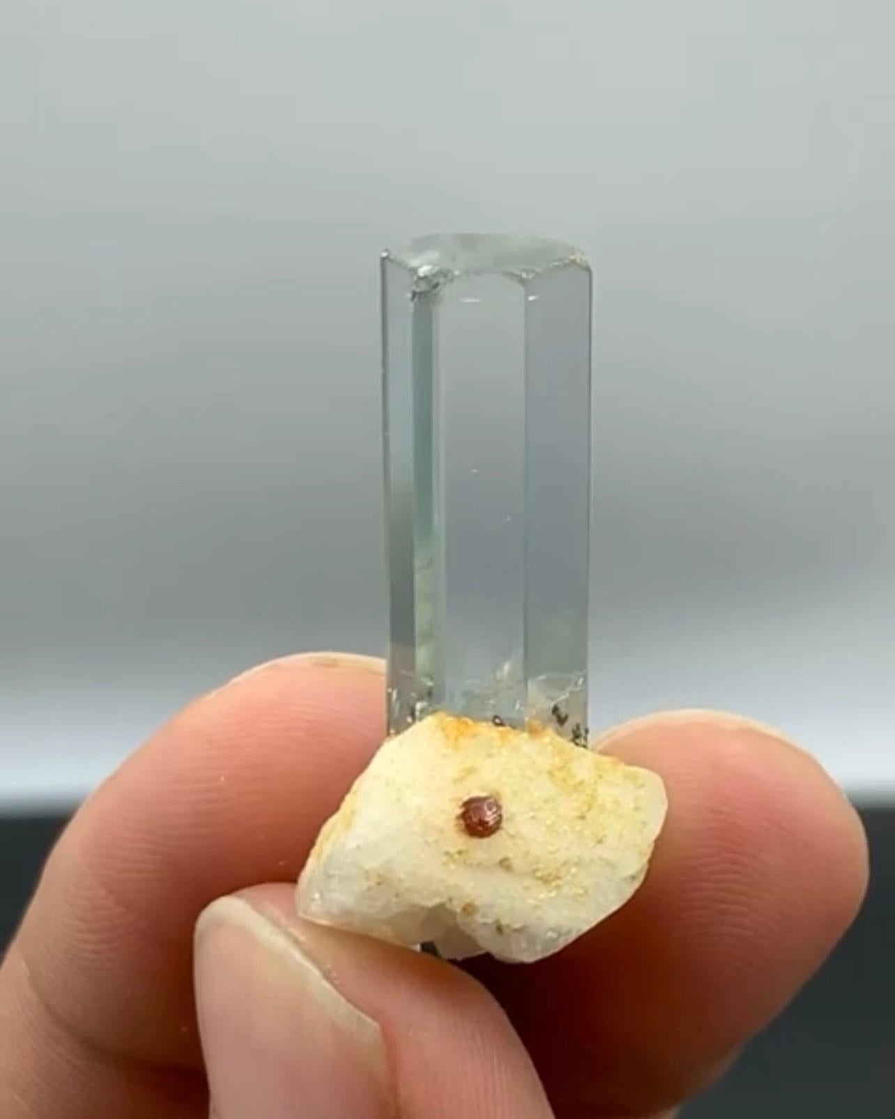 Other Free Standing Aquamarine On Albite With Spessertine Garnet From Pakistan For Sale