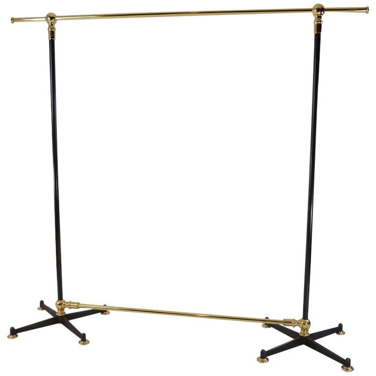 Free-Standing Clothes Rail/ Clothes Rack, Solid Brass, Steel, Cast Iron For Sale