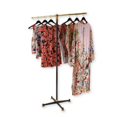 Free-Standing Clothes Rail or Clothes Stand, Solid Brass, Steel, Cast Iron