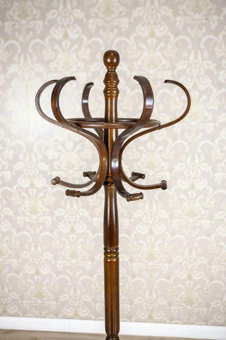 Art Nouveau Appendiabiti a piantana in stile Thonet degli anni '70 in marrone scuro