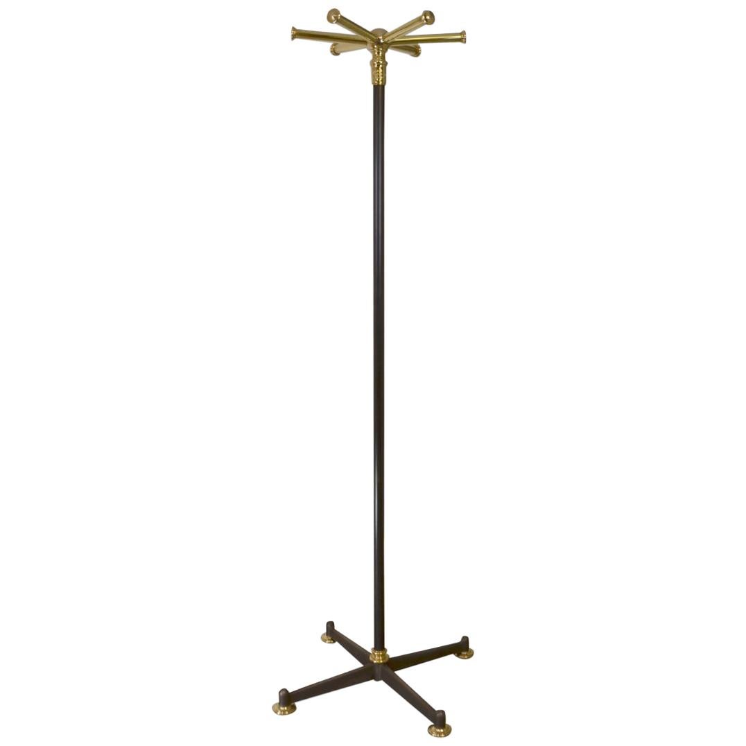 Free-Standing Coat Rack or Coat Stand Solid Brass, Steel, Cast Iron For Sale