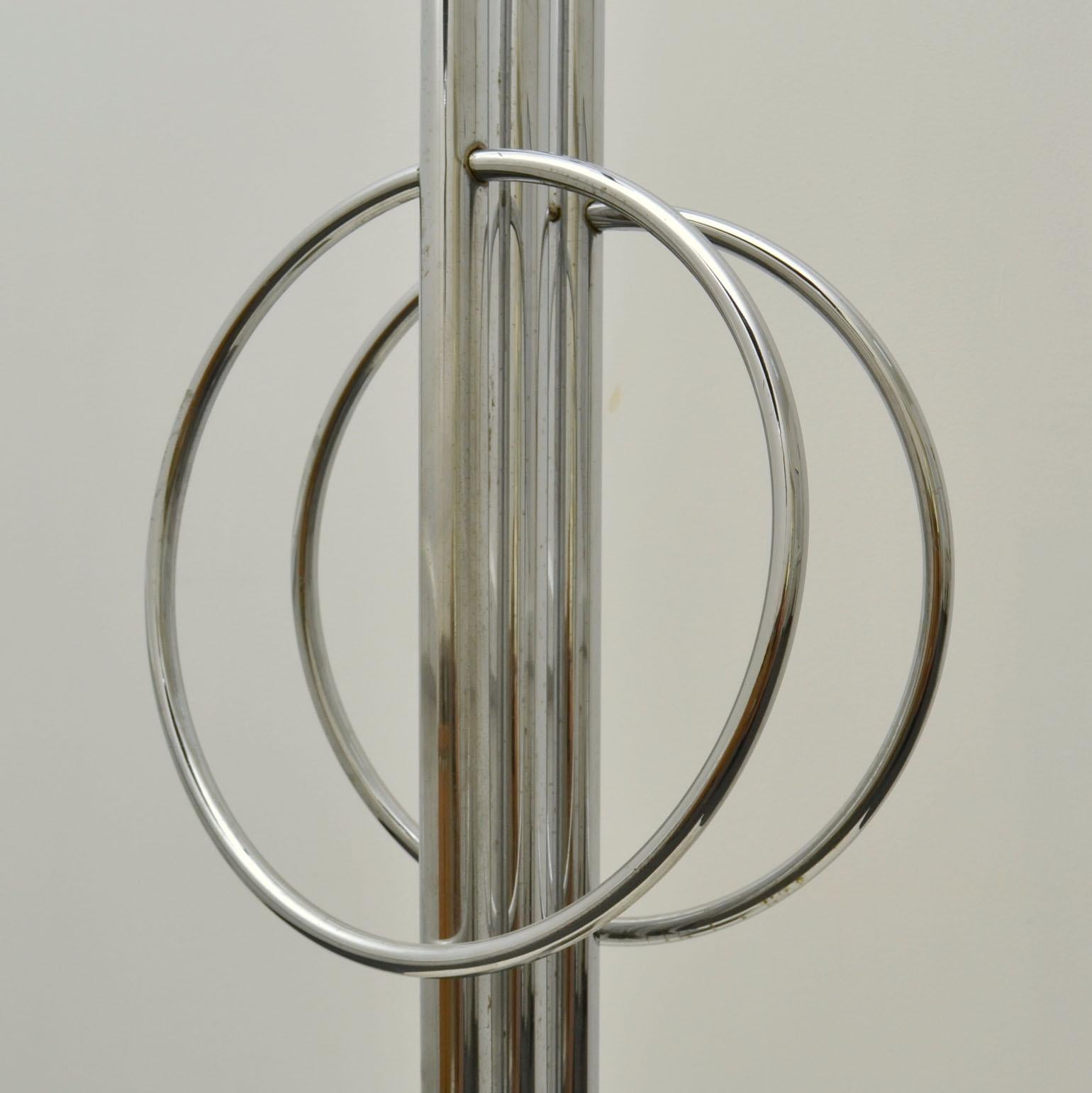 Mid-Century Modern Coat Stand Free Standing in Chrome, Perspex and Black and Gold Marble For Sale