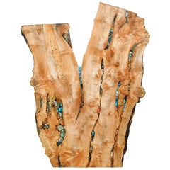 Maple Wood Sculpture Turquoise Ruby Opal Topaz Citrine Garnet Inlay Danna Weiss 