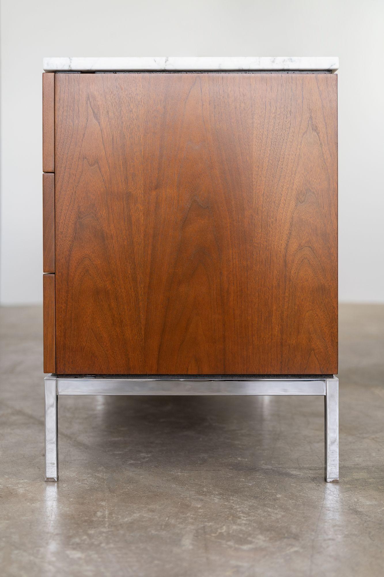 Free-Standing Credenza with Carrara Marble Top by Florence Knoll for Knoll 3
