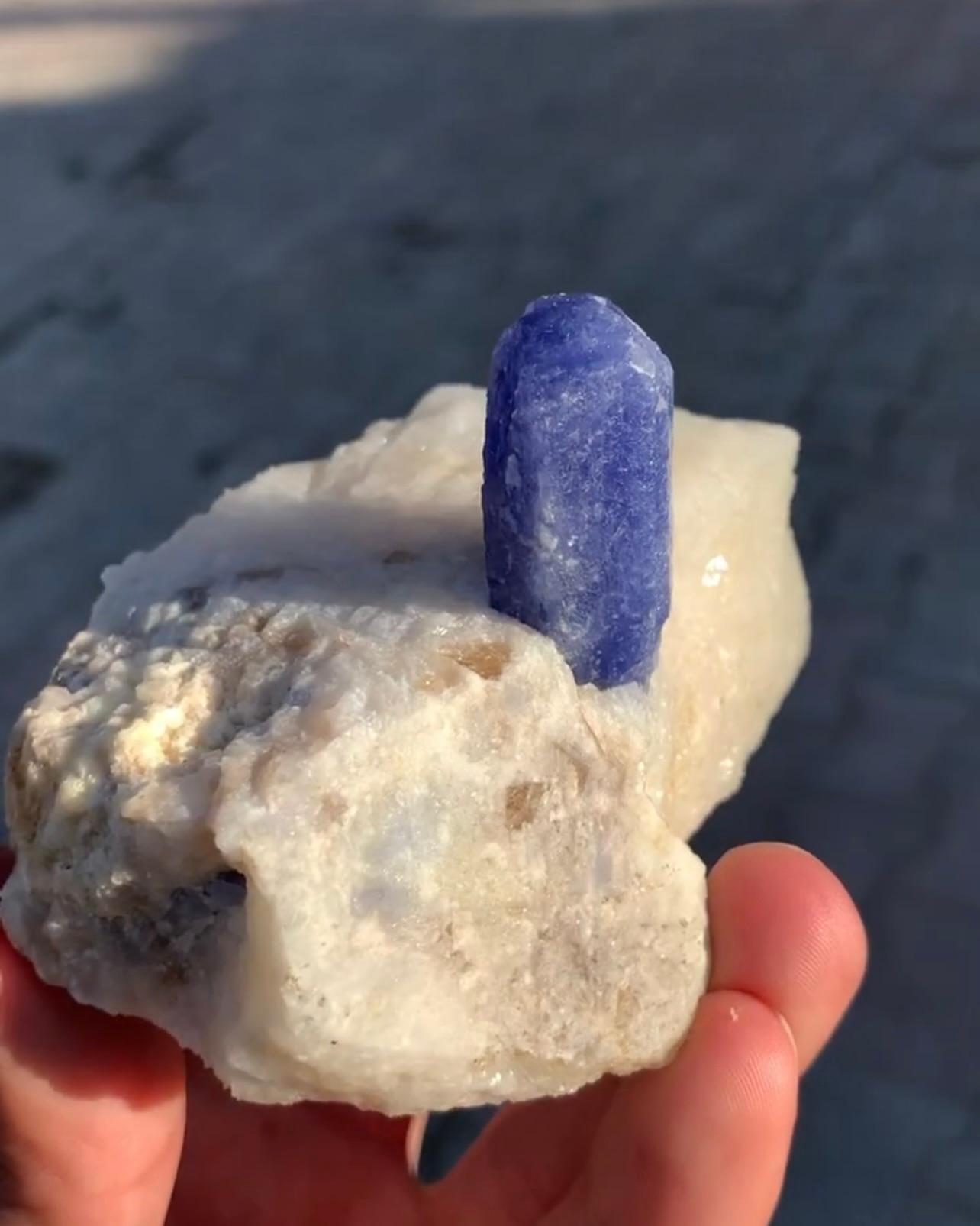Free Standing Crystal Of Rare Hackmanite On Calcite From Afghanistan For Sale 4