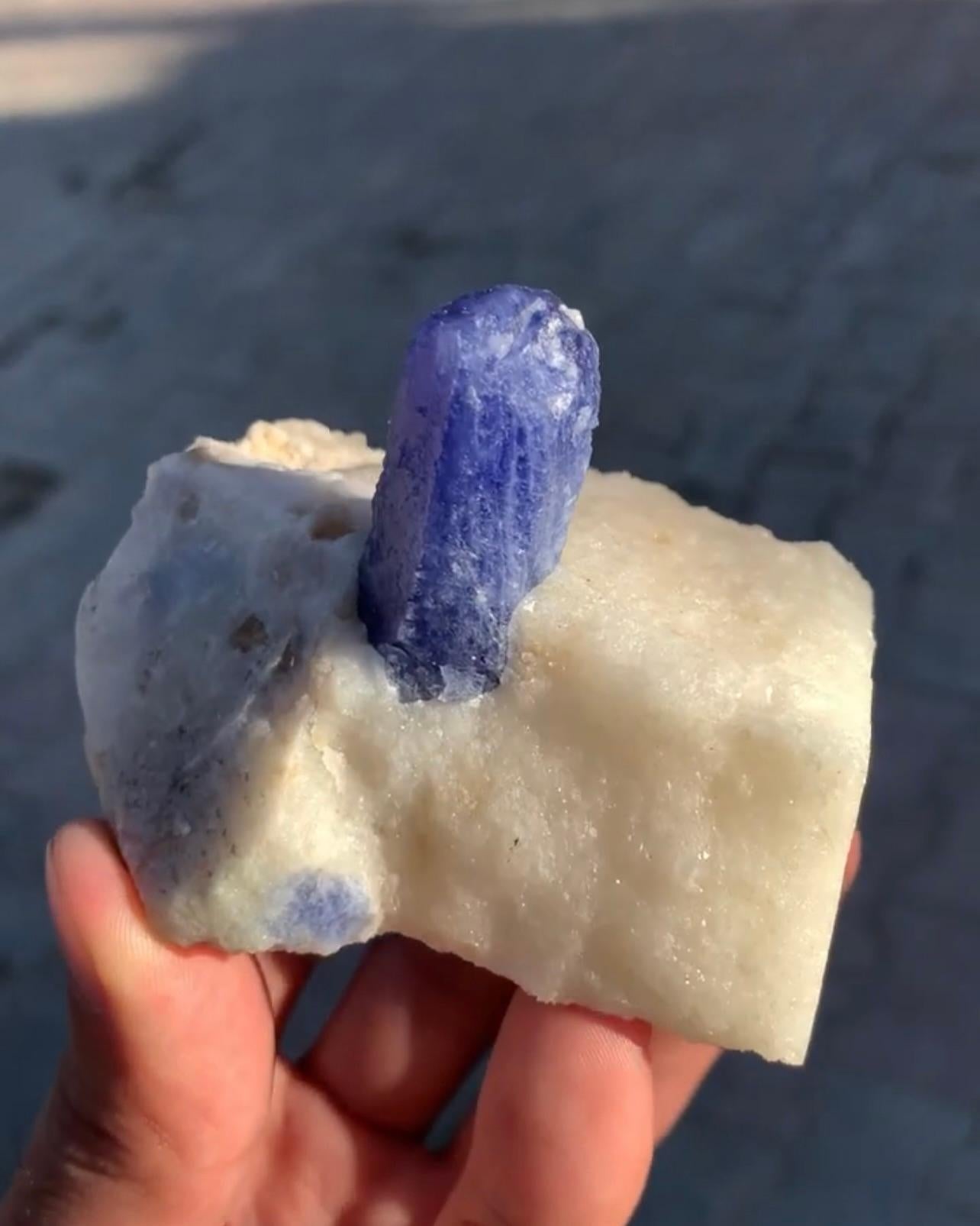 Free Standing Crystal Of Rare Hackmanite On Calcite From Afghanistan For Sale 5