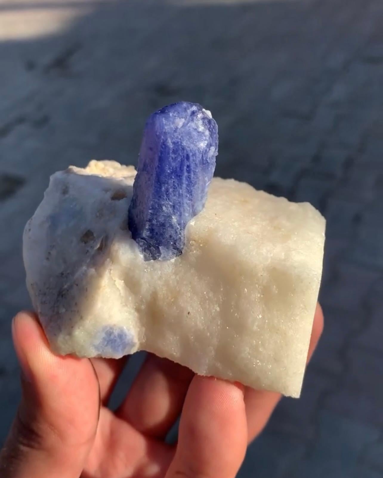 Free Standing Crystal Of Rare Hackmanite On Calcite From Afghanistan For Sale 6