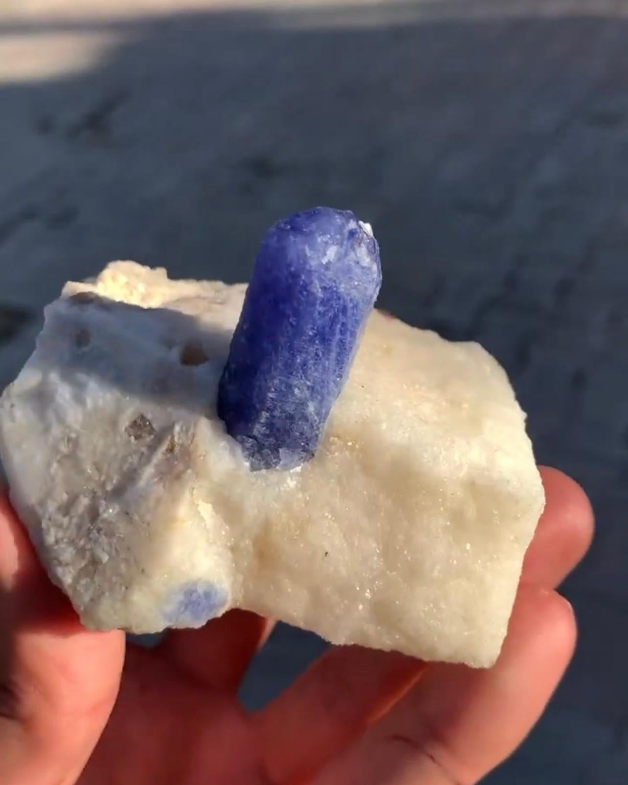 Adam Style Free Standing Crystal Of Rare Hackmanite On Calcite From Afghanistan For Sale