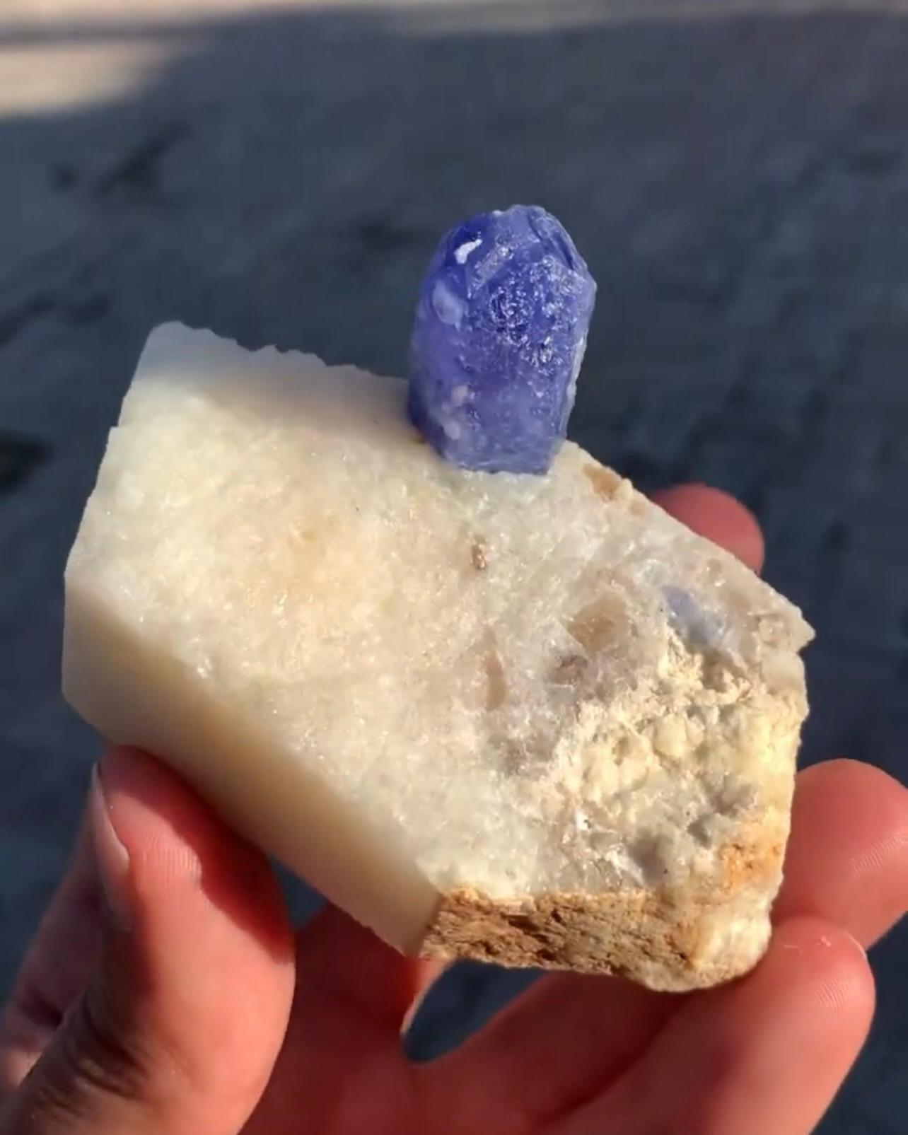 Other Free Standing Crystal Of Rare Hackmanite On Calcite From Afghanistan For Sale