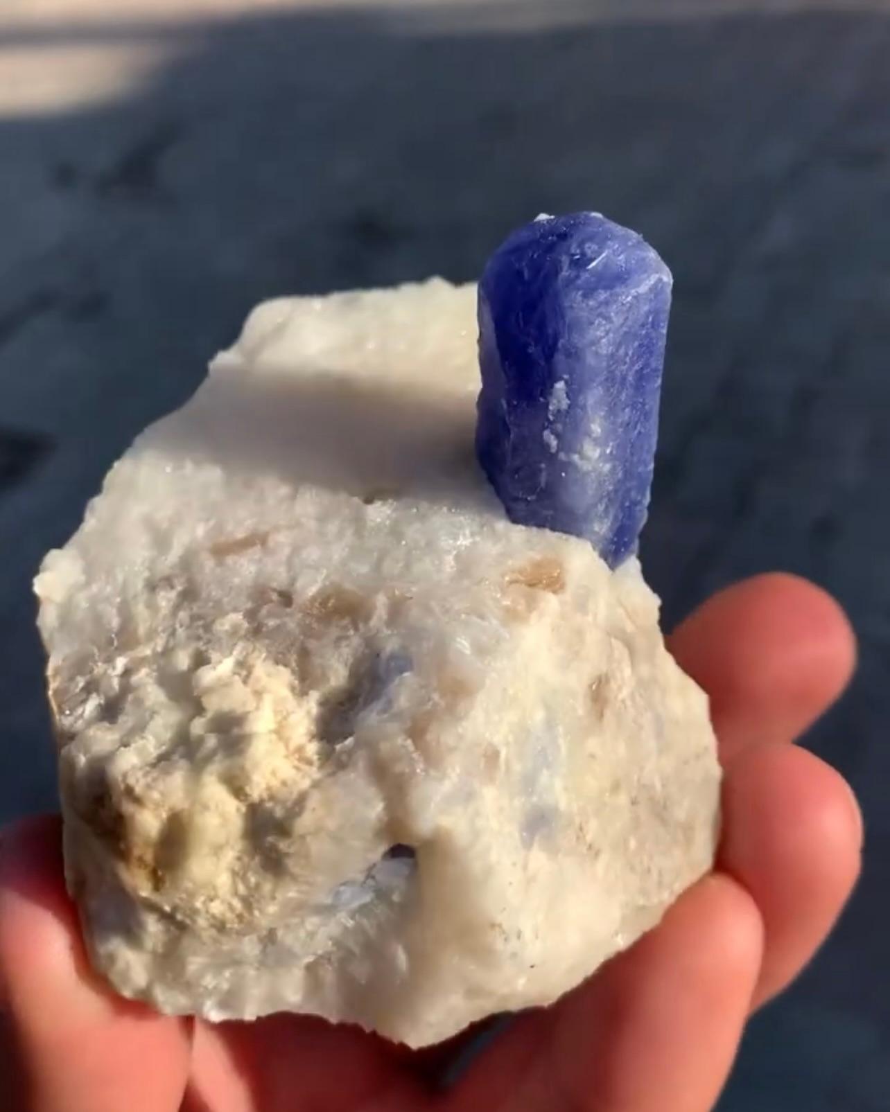 Free Standing Crystal Of Rare Hackmanite On Calcite From Afghanistan For Sale 1