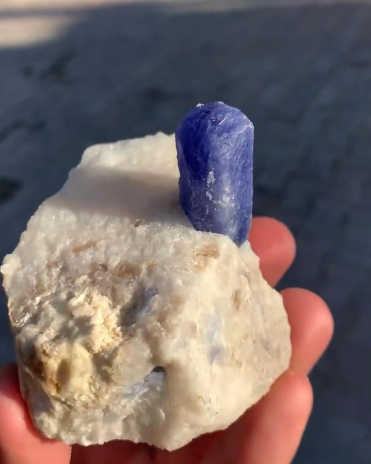 Free Standing Crystal Of Rare Hackmanite On Calcite From Afghanistan For Sale 2