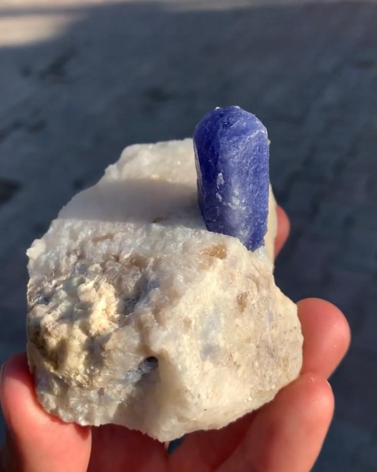 Free Standing Crystal Of Rare Hackmanite On Calcite From Afghanistan For Sale 3