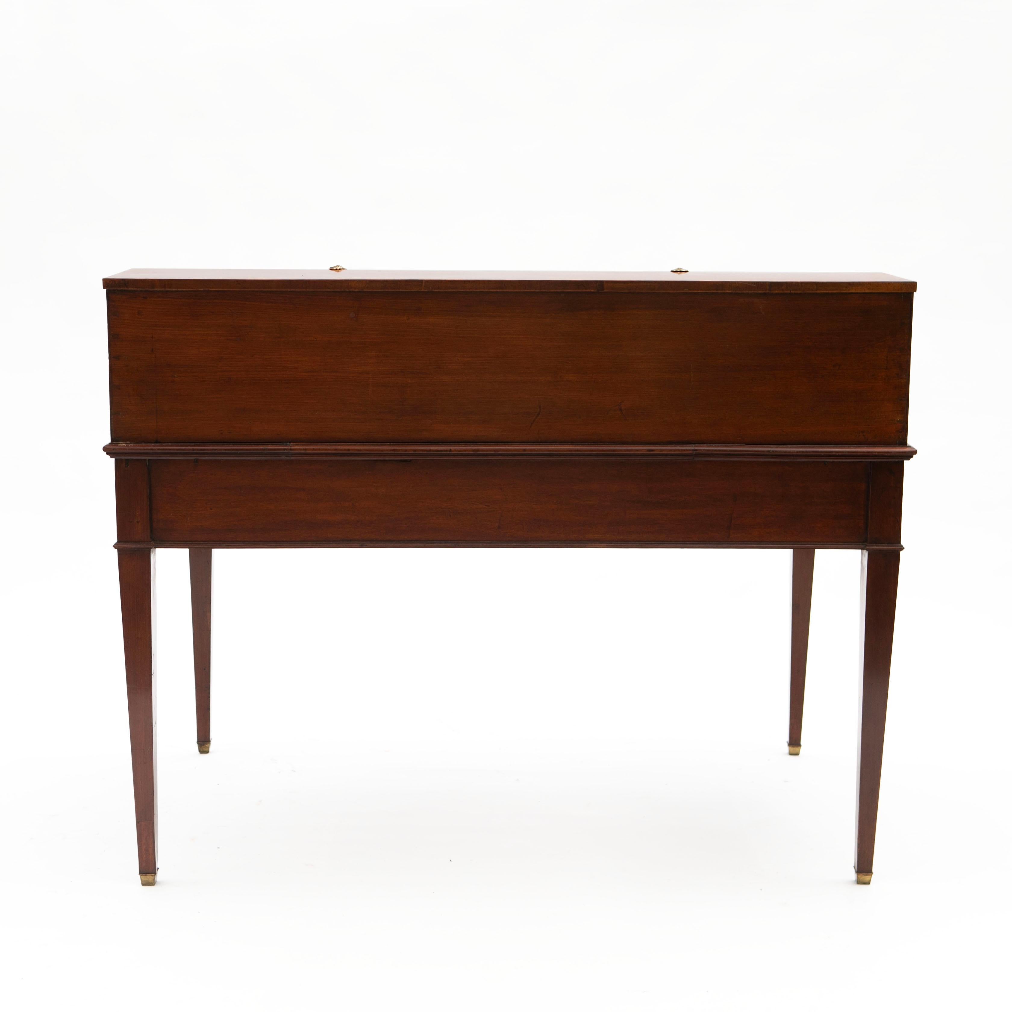 Brass Free Standing Mahogany English Regency Tambour Roll Top Writing Desk For Sale
