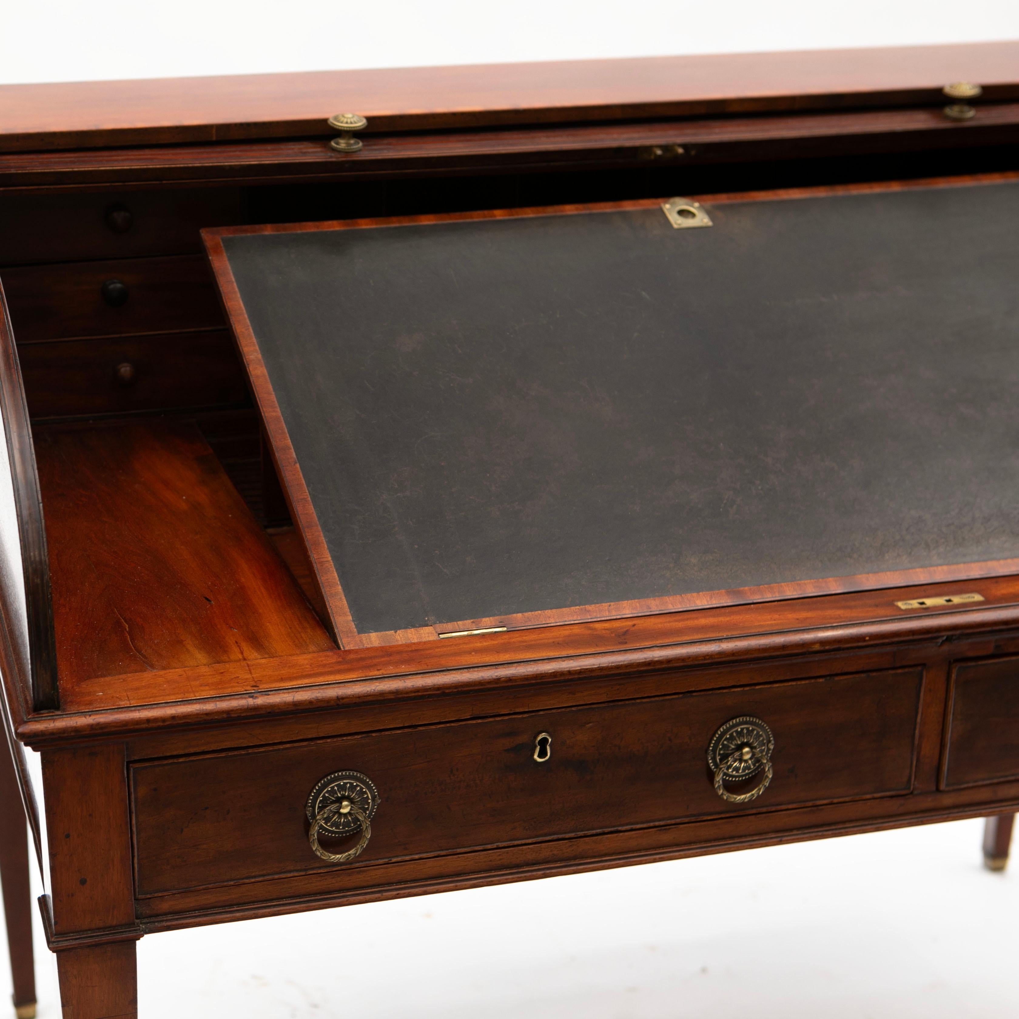 Free Standing English Regency Tambour Roll Top Writing Desk For Sale 4