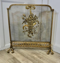 Free Standing French Brass Rococo Fire Guard, Spark Screen  The Fire guard is a