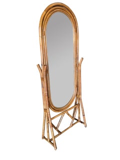 Free Standing Full Length Rattan Floor Mirror by Interlude