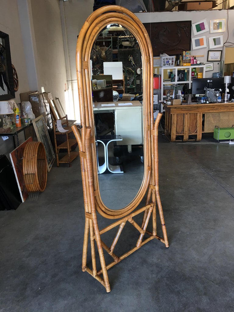 Free Standing Full Length Rattan Floor Mirror by Interlude ...