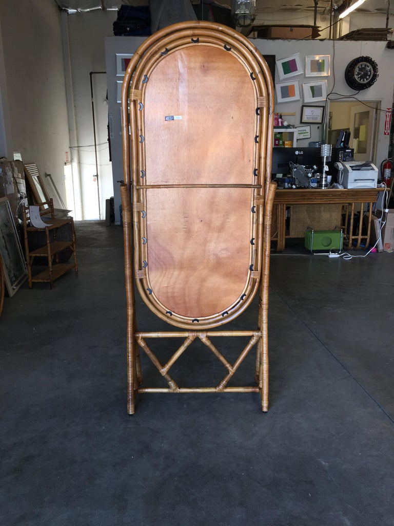 Free Standing Full Length Rattan Floor Mirror by Interlude at 1stDibs