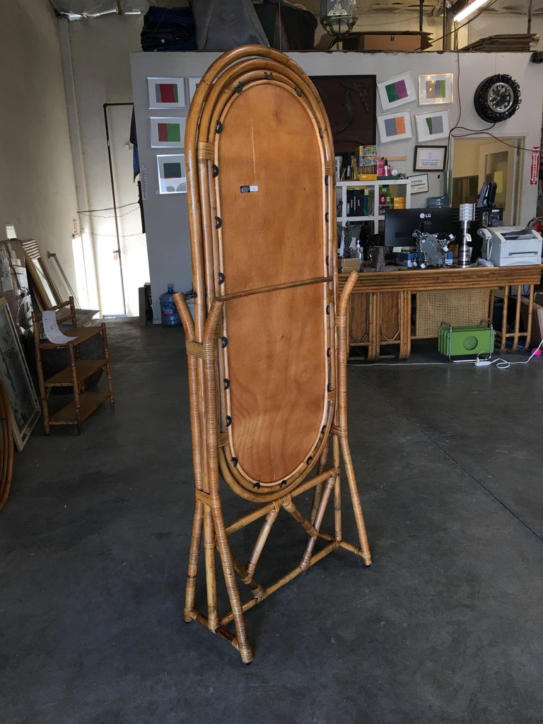Free Standing Full Length Rattan Floor Mirror by Interlude at 1stDibs