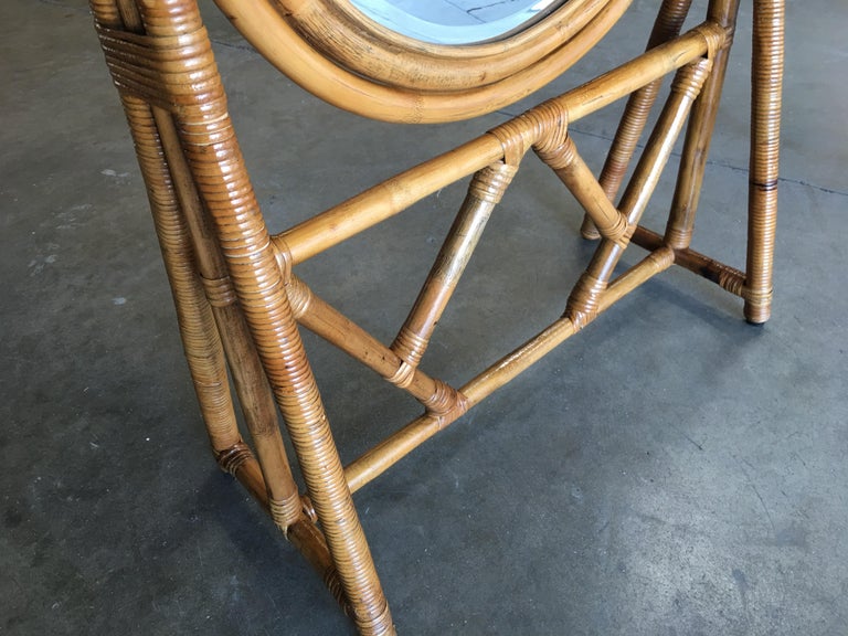 Free Standing Full Length Rattan Floor Mirror by Interlude at 1stDibs