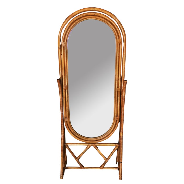 Free Standing Full Length Rattan Floor Mirror by Interlude ...