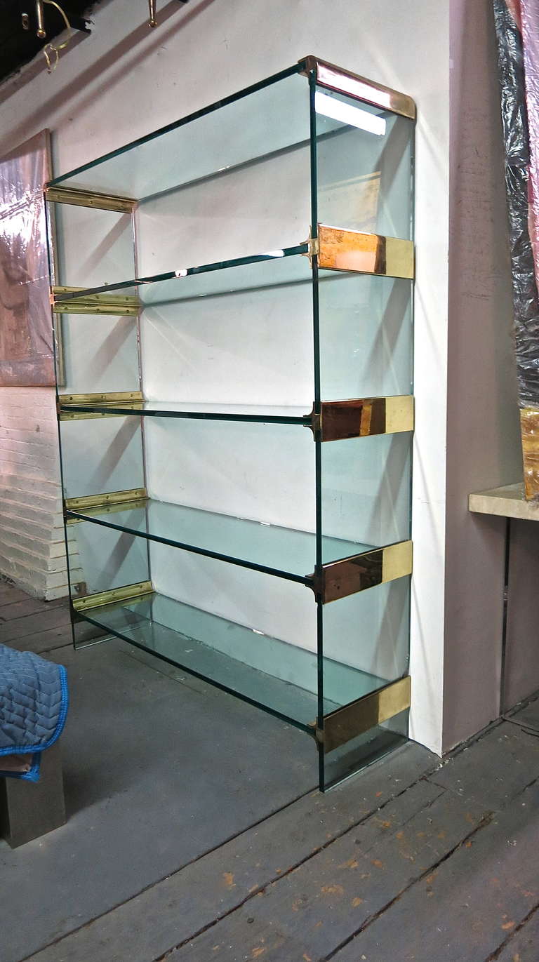free standing glass shelving unit