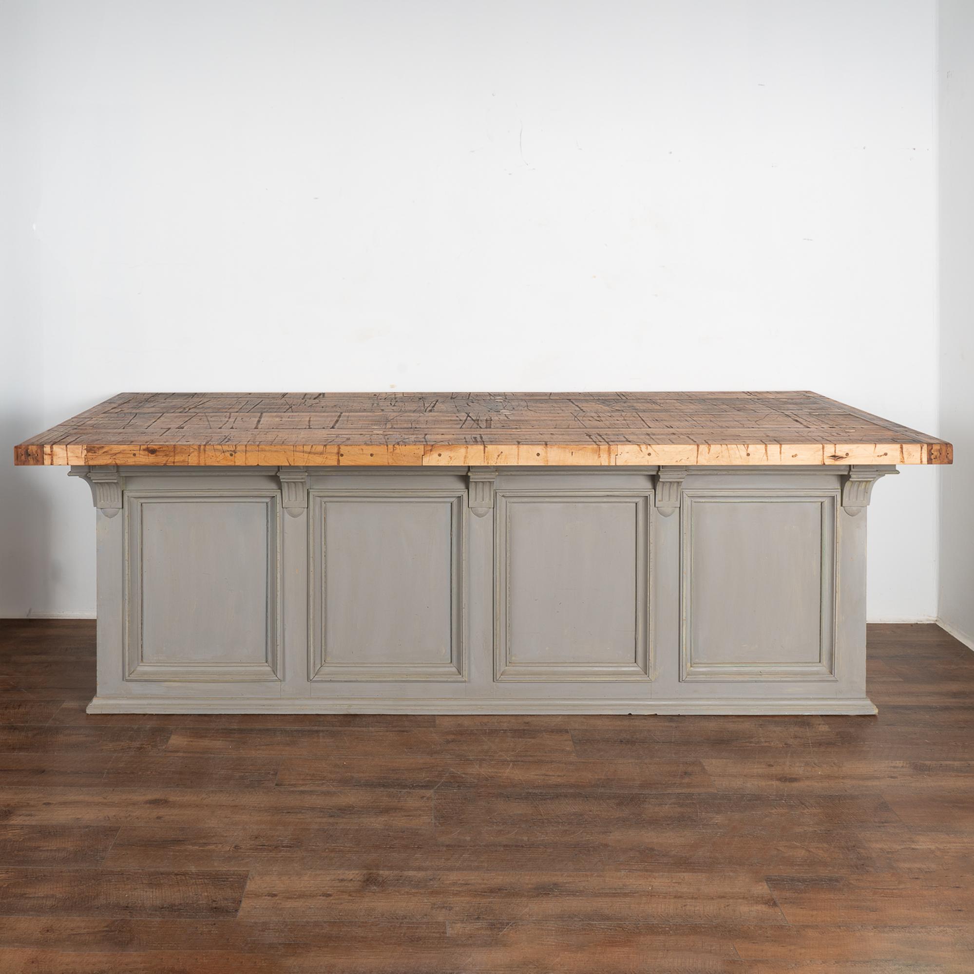 French Free Standing Gray Kitchen Island Shop Counter from France, circa 1860-80