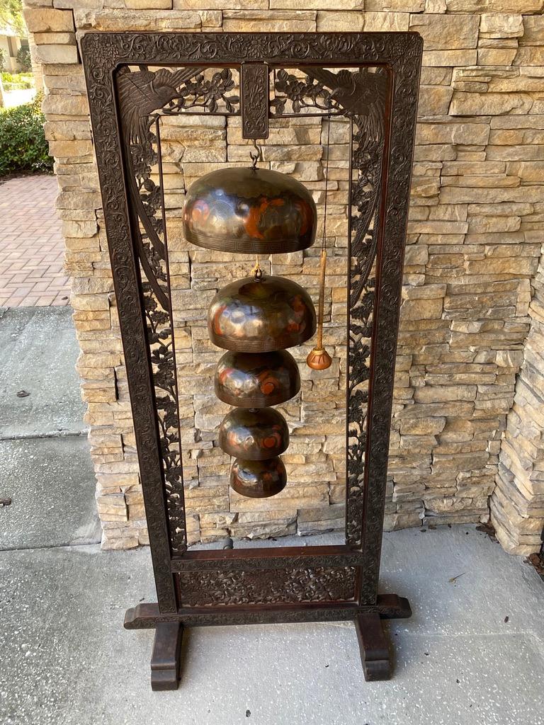 Free Standing Handcrafted or Carved Chinese Gong For Sale 4