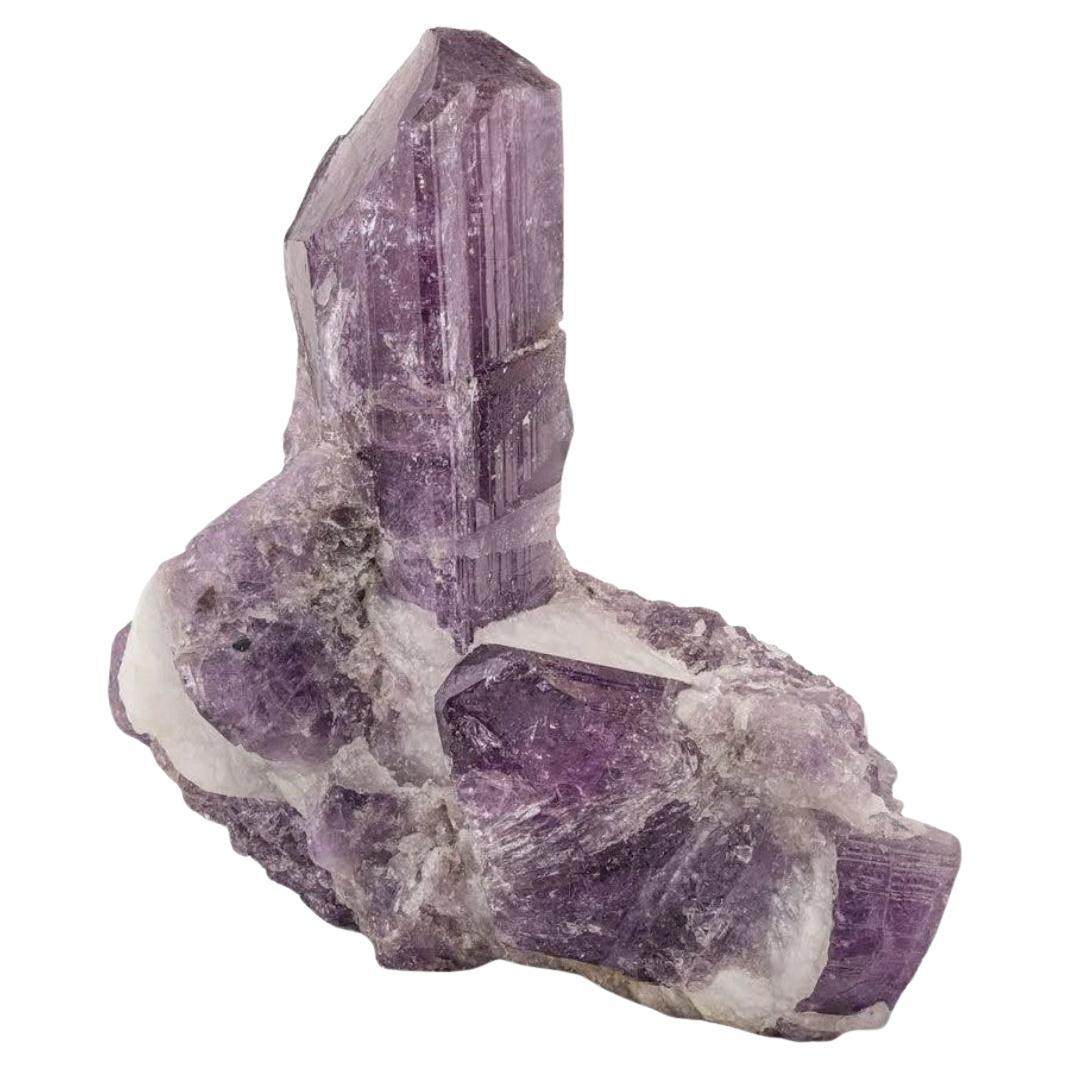 Free Standing Impressive Purple Scapolite Crystal On Calcite From Afghanistan