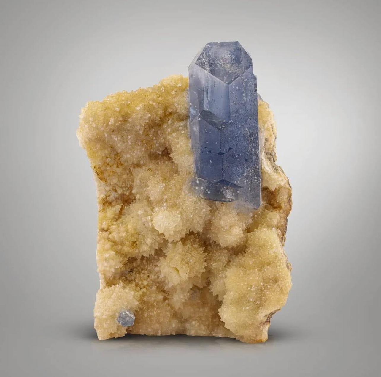 Contemporary Free Standing Isolated Celestite Crystal On Calcite Matrix From Afghanistan For Sale