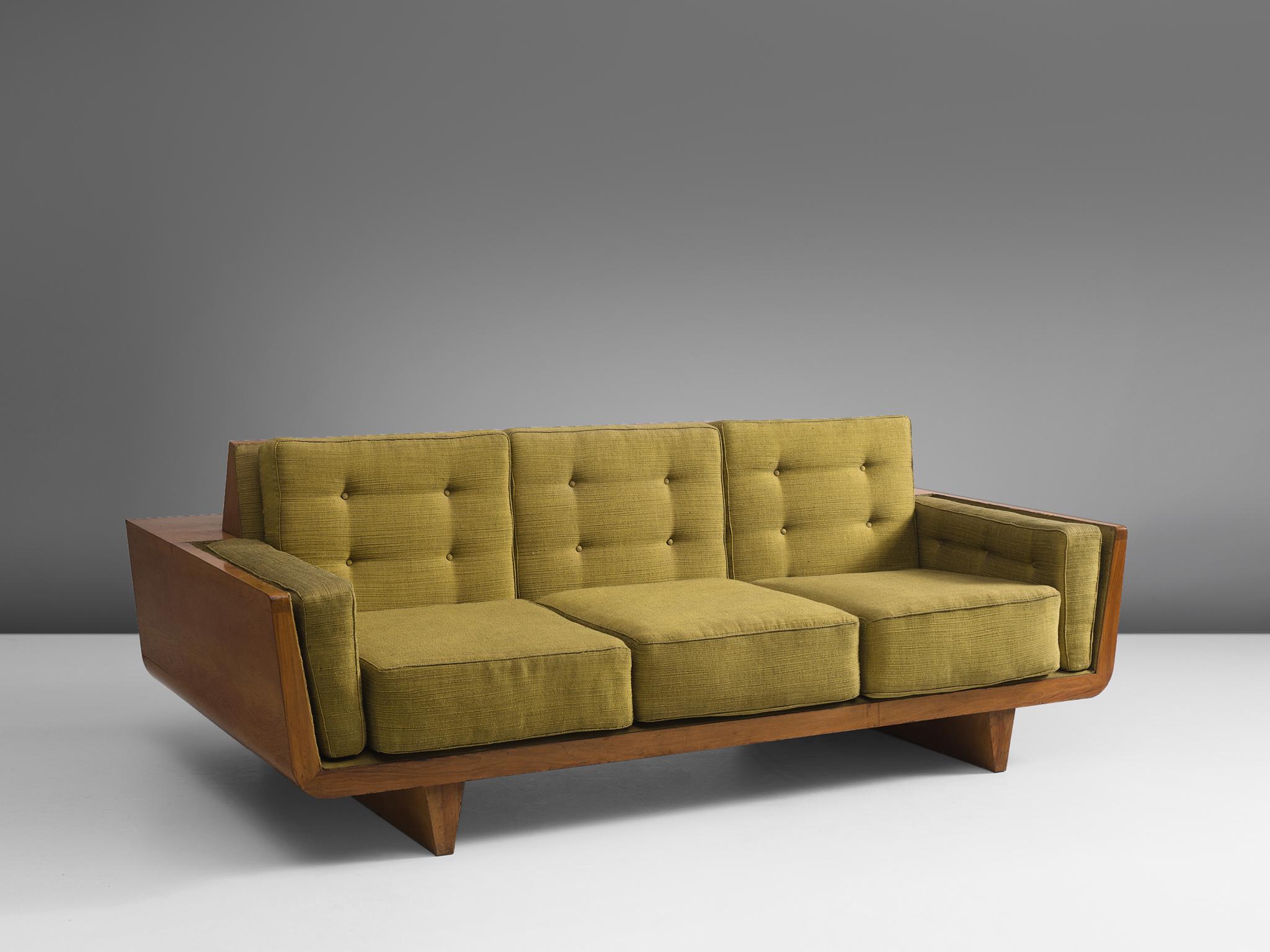 Mid-Century Modern Freestanding Italian Sofa in Walnut