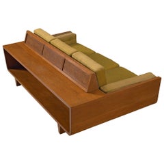 Free-Standing Italian Three-Seat Sofa in Walnut