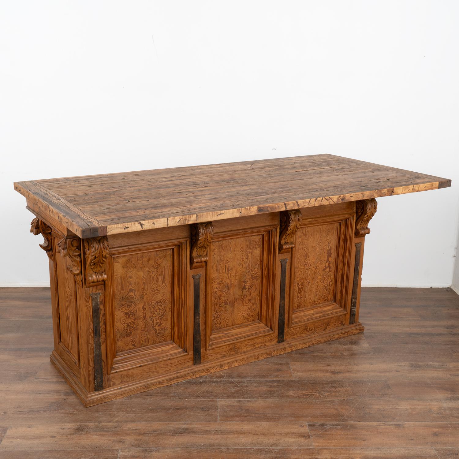19th Century Free Standing Kitchen Island Old Shop Counter, France circa 1880 For Sale