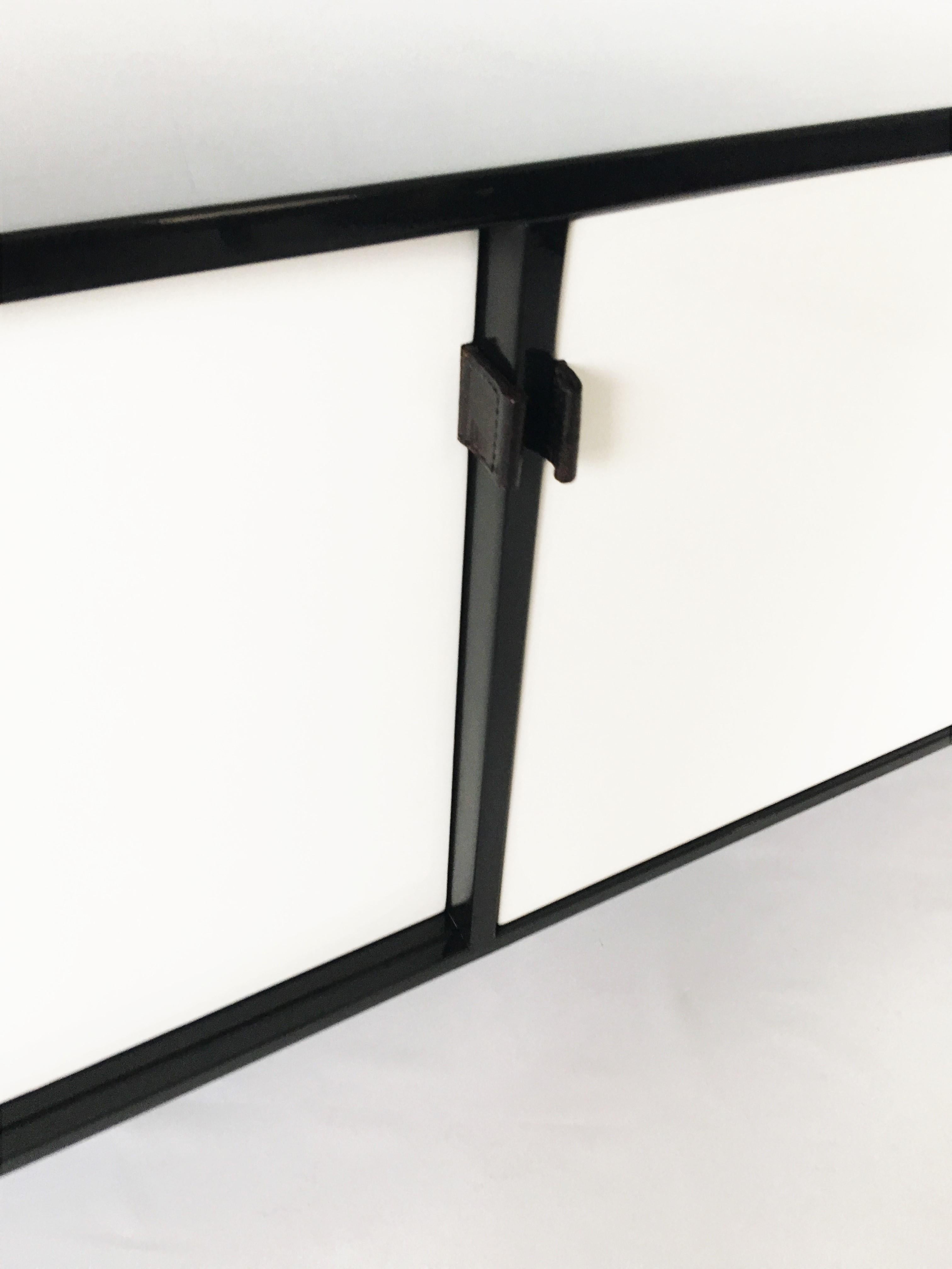 Leather Free-Standing Lacquered Credenza Designed by Florence Knoll, 1950s For Sale