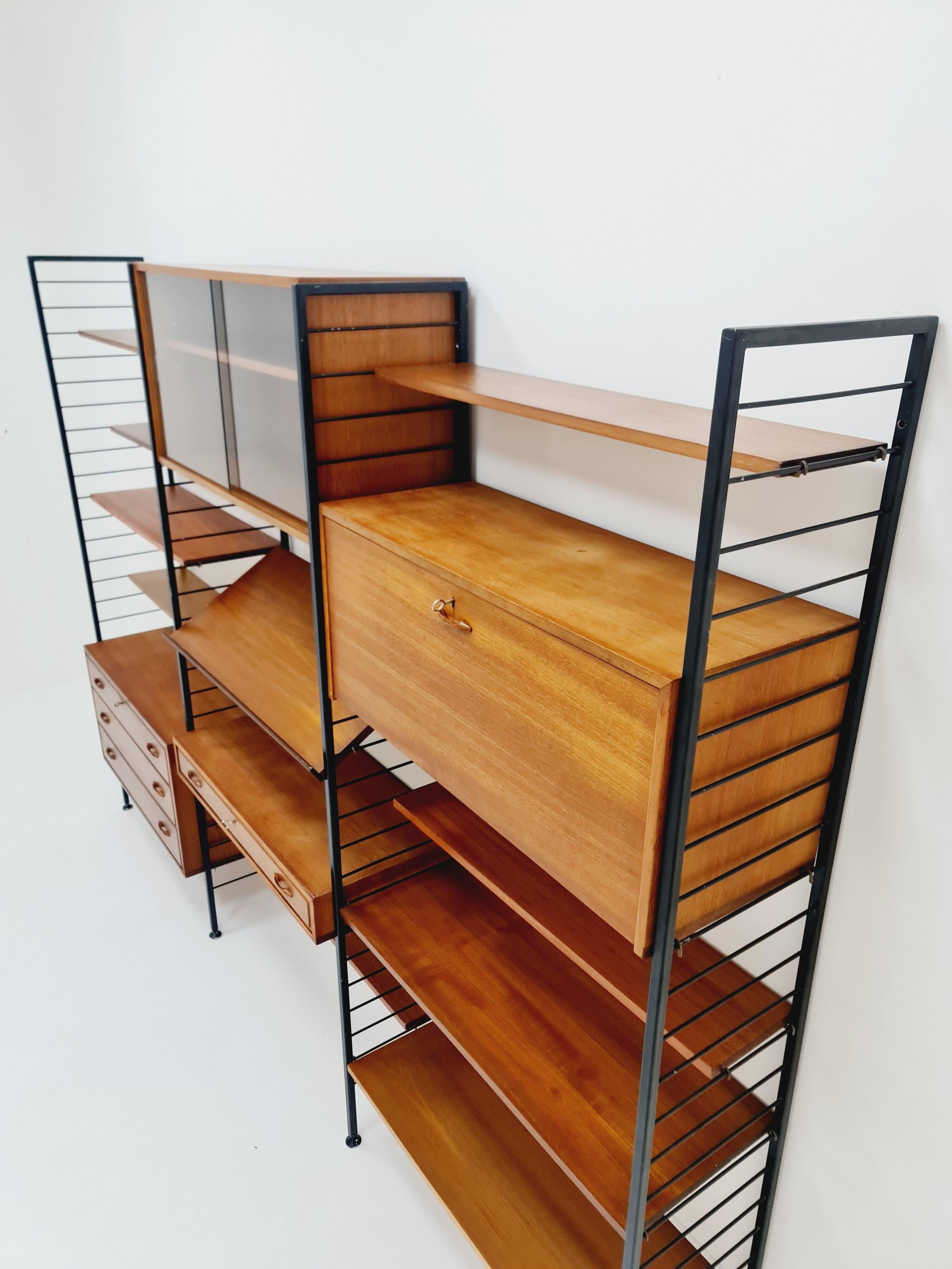 Free standing Mid century modular unit shelving system by Staples Ladderax 1