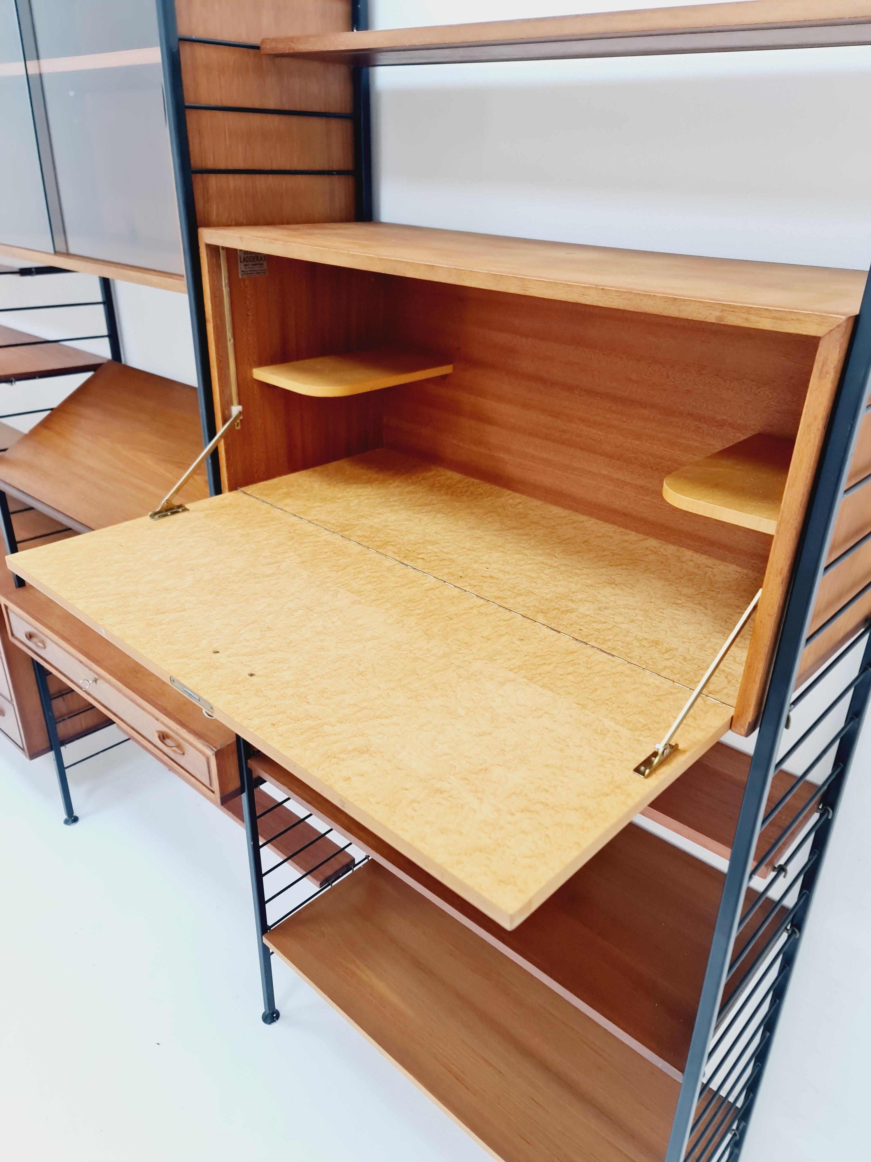 Free standing Mid century modular unit shelving system by Staples Ladderax 2