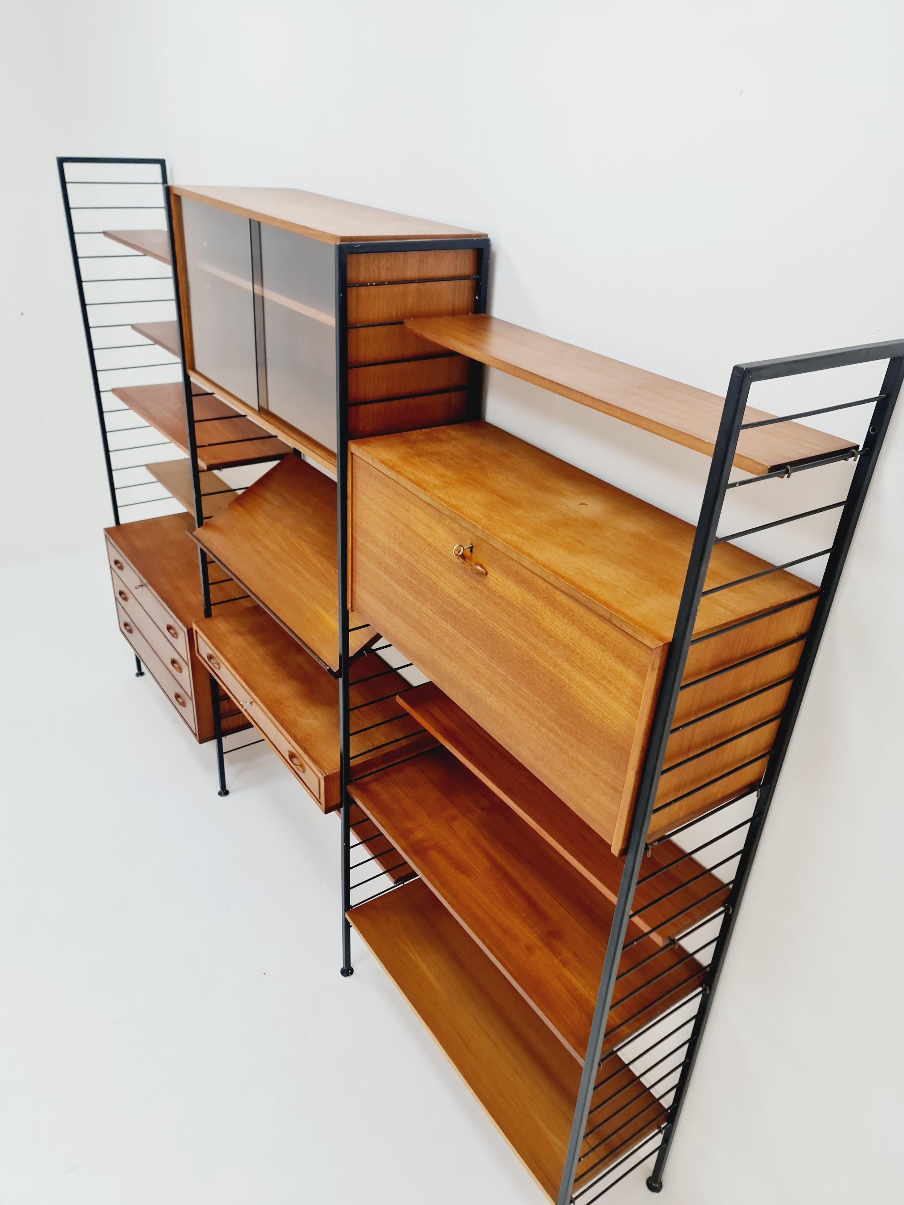 Free standing Mid century modular unit shelving system by Staples Ladderax 5