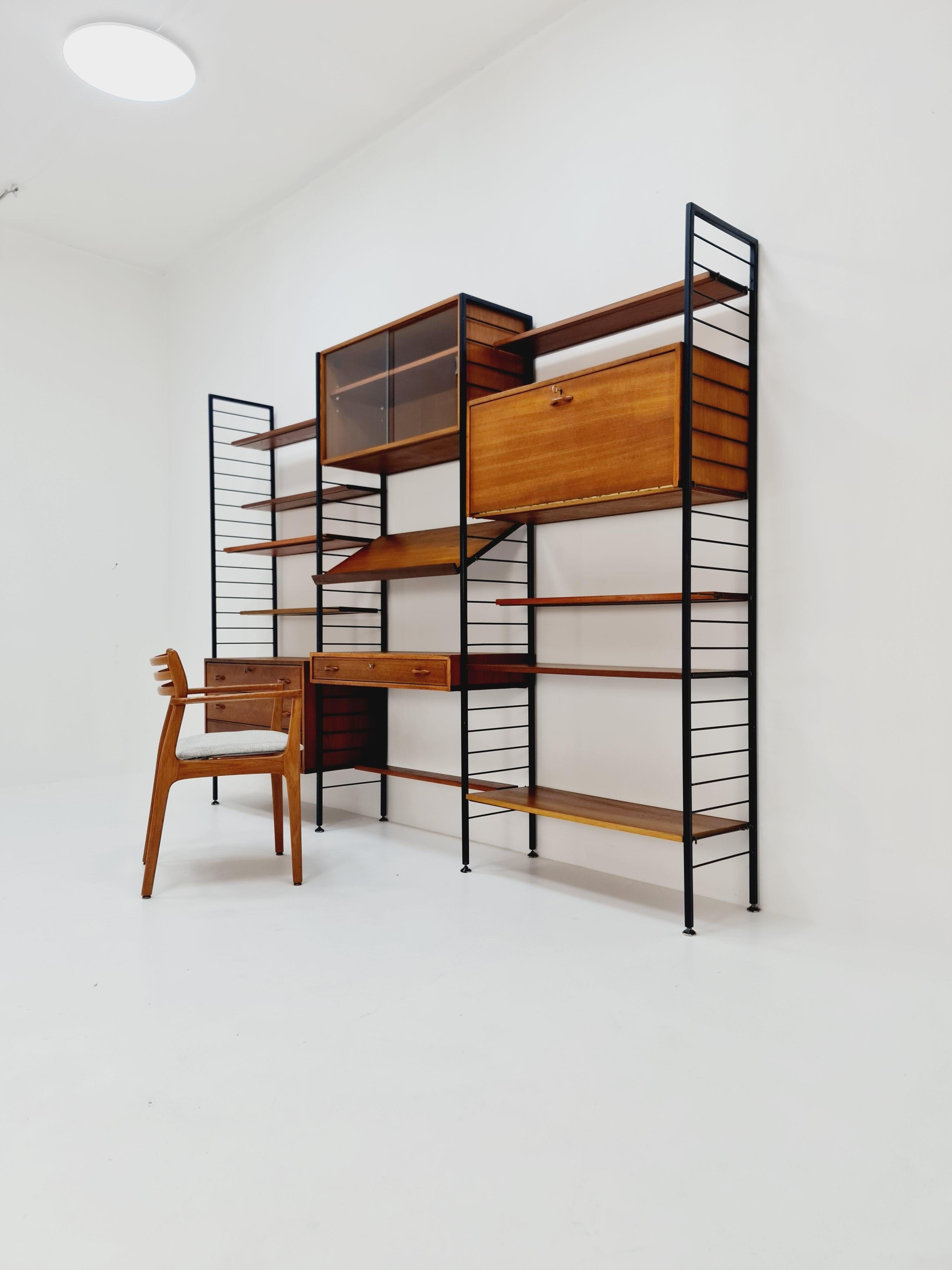 Free standing Mid century modular unit shelving system by Staples Ladderax 6