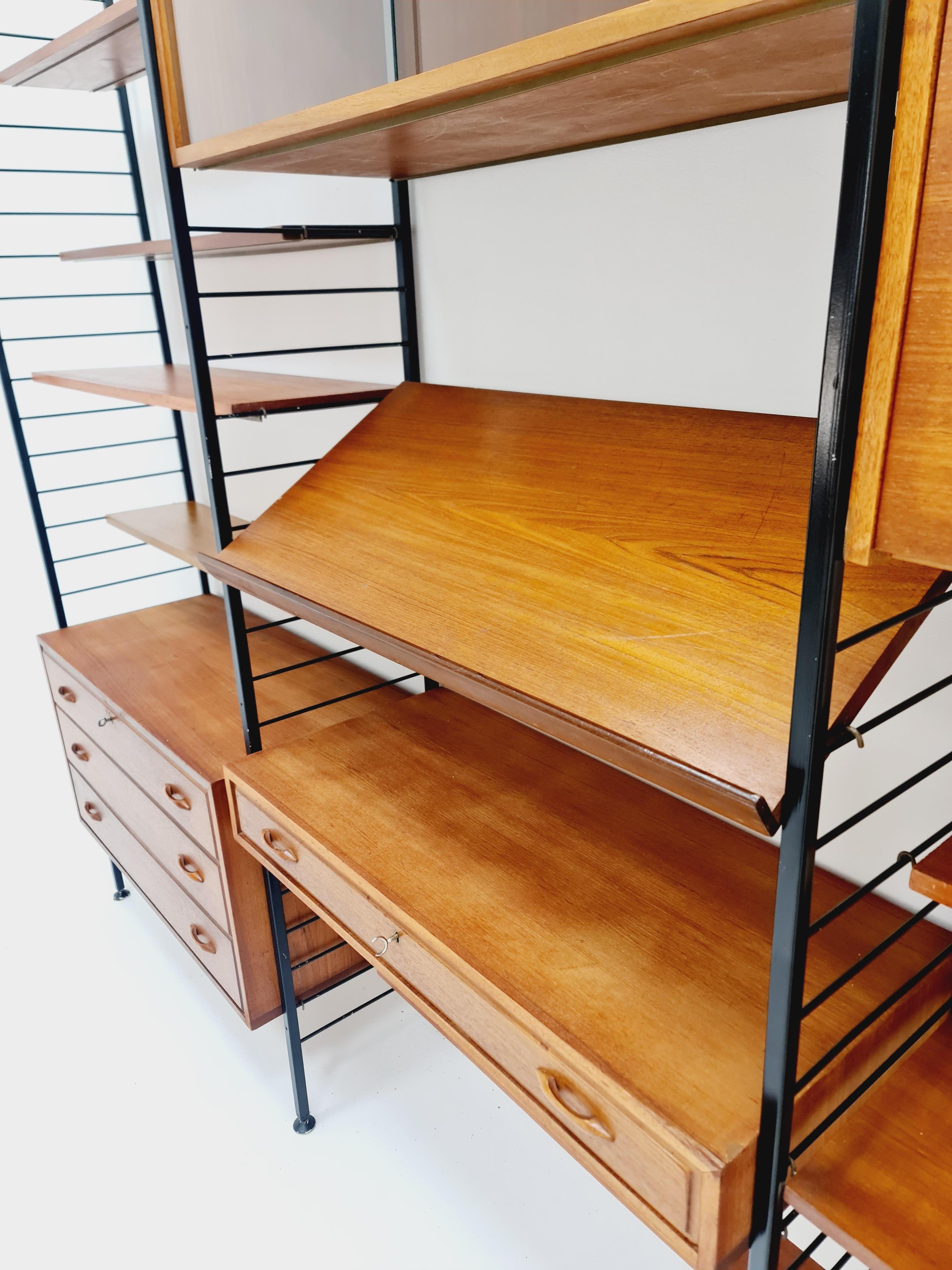 Metal Free standing Mid century modular unit shelving system by Staples Ladderax