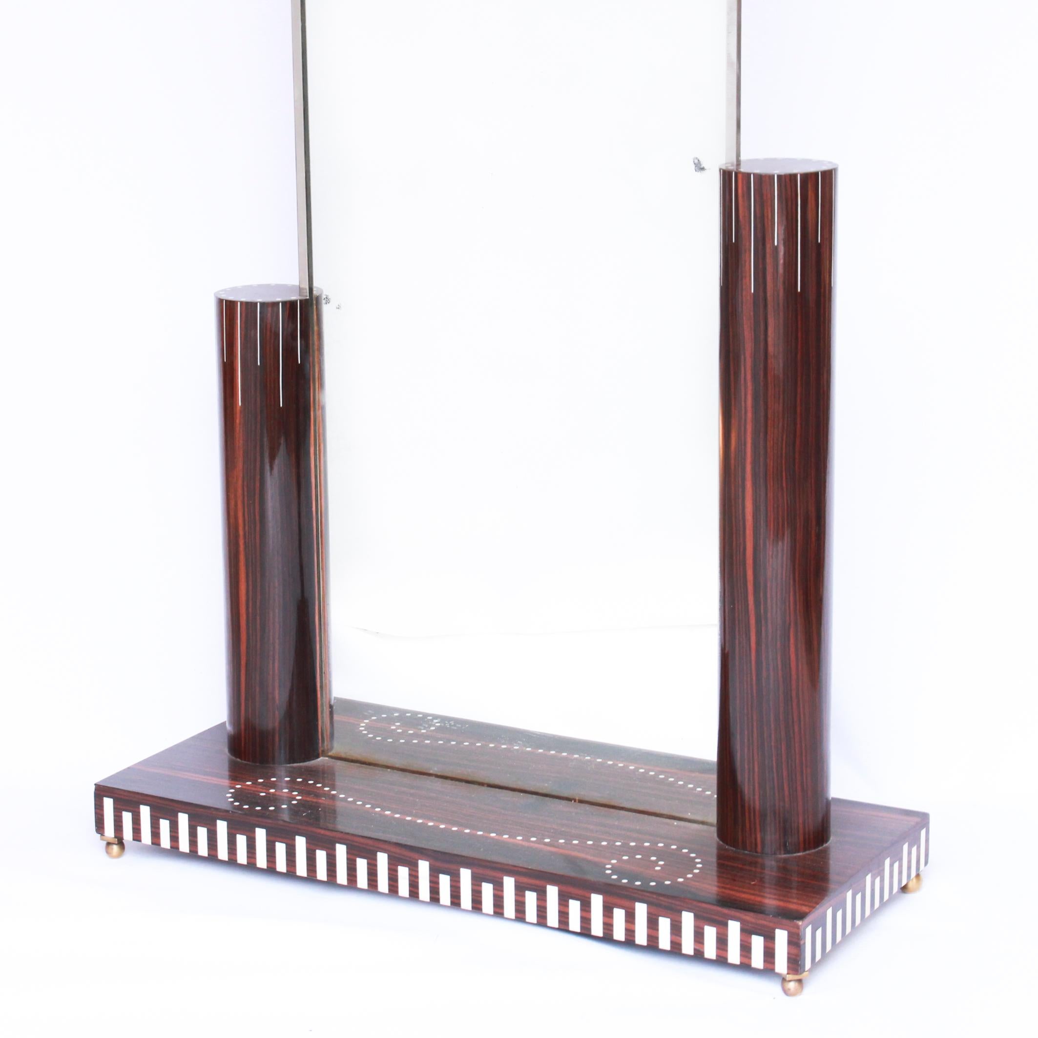 Mid-20th Century Free Standing Mirror After Émile-Jacques Ruhlmann Macassar Ebony French 1950's 