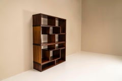 Free Standing Modular Wall Unit Bookcase Veneered In Rosewood, Italy 1970s