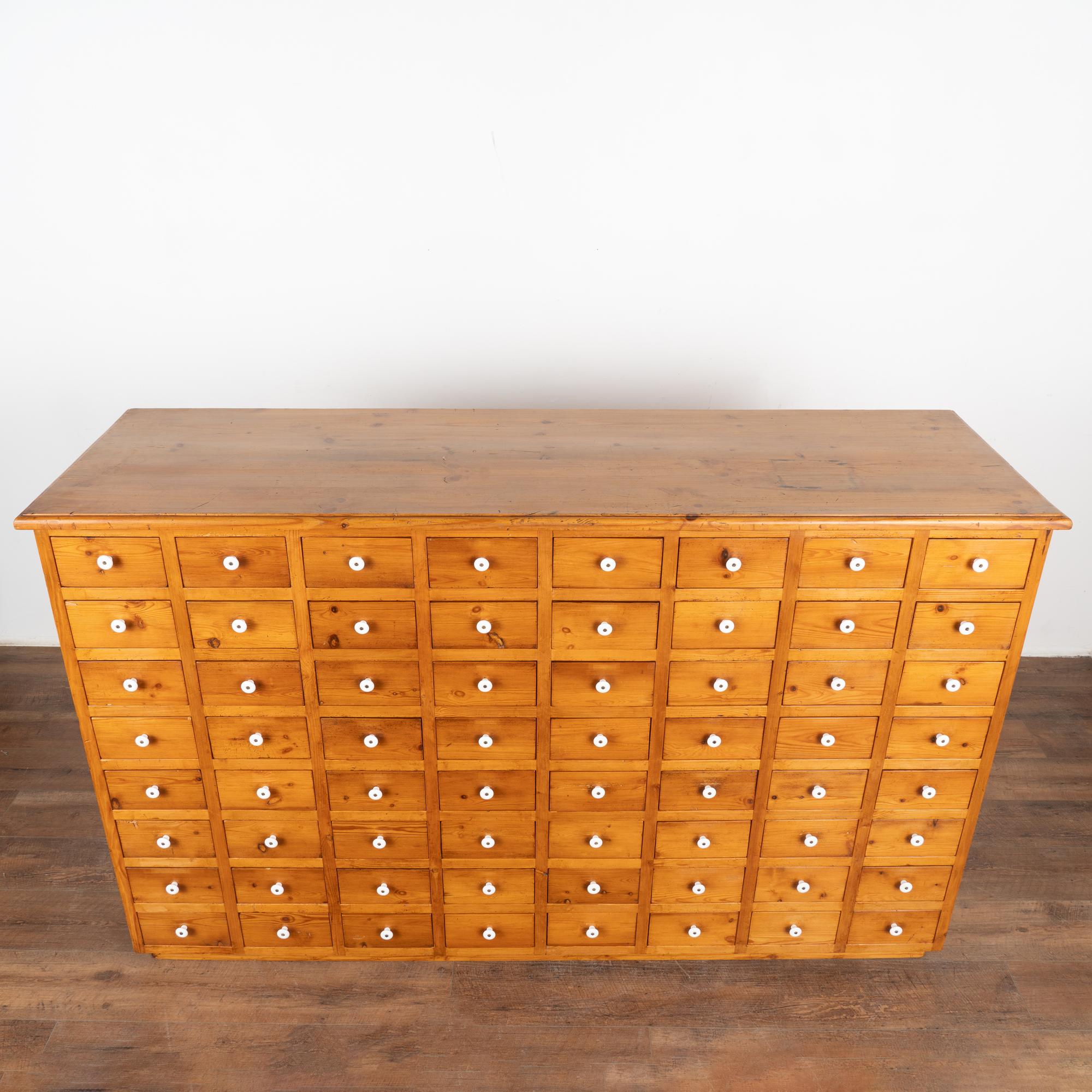 Country Free Standing Pine Apothecary Counter with 64 Drawers, Kitchen Island circa 1900 For Sale