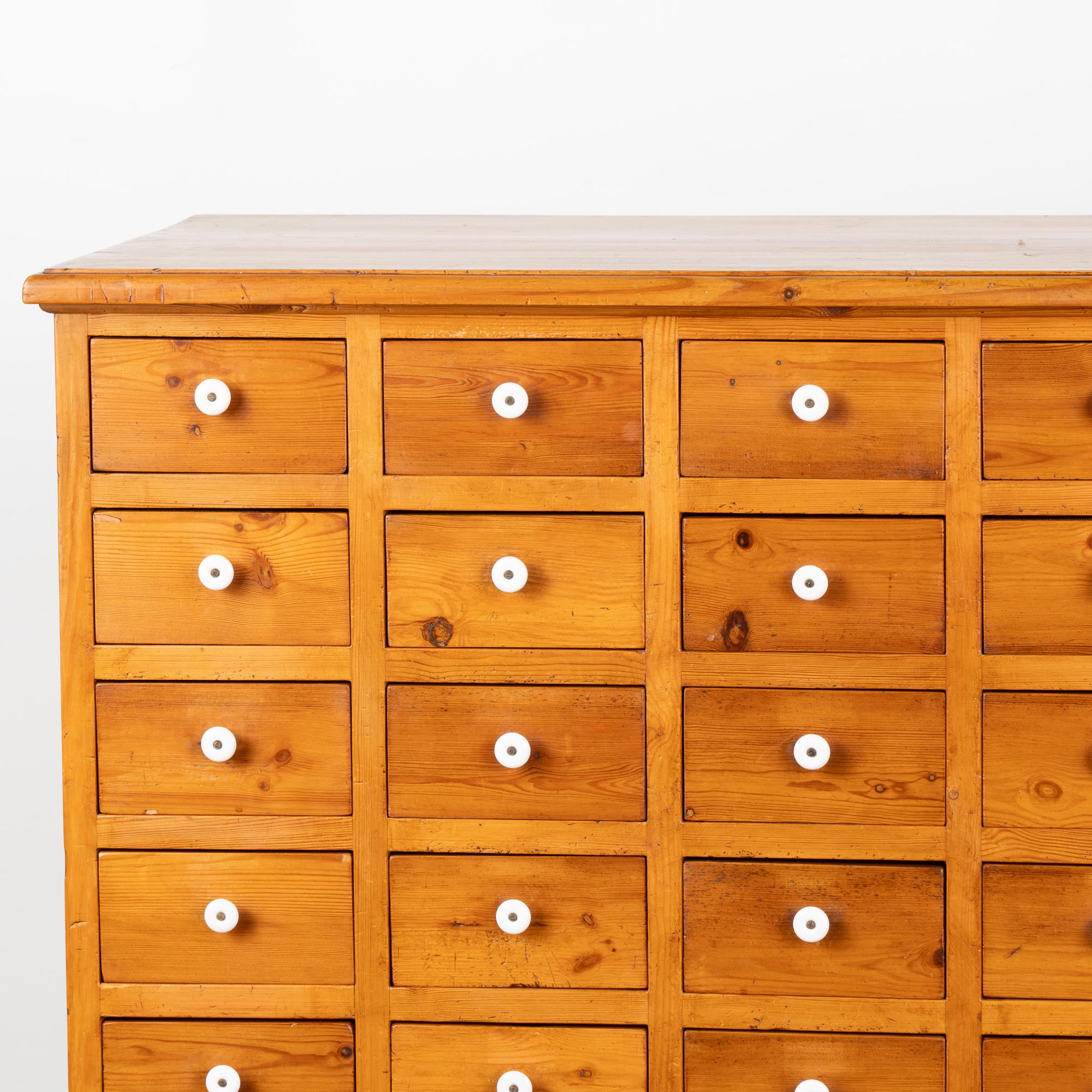 Danish Free Standing Pine Apothecary Counter with 64 Drawers, Kitchen Island circa 1900 For Sale
