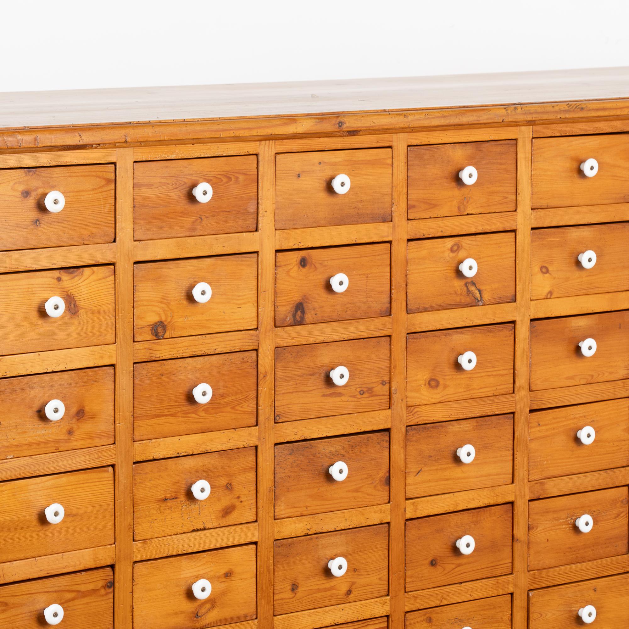 Danish Free Standing Pine Apothecary Counter with 64 Drawers, Kitchen Island circa 1900 For Sale